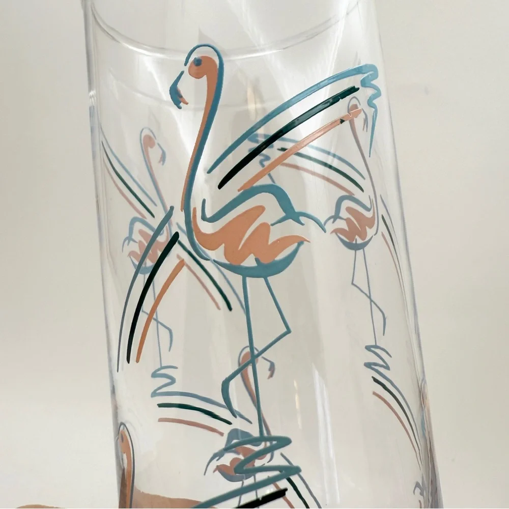 Vintage MCM 1960s Panache Flamingo Tumbler Highball Bar Glasses Set of 2